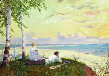 En el Volga 1922 Boris Mikhailovich Kustodiev paisaje del río Pinturas al óleo